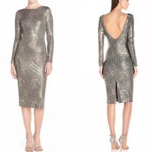 Dress The Population Emery Metallic Jersey Open Back Dress SZ‎ M